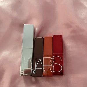 Nars lip balms in clean cut, fast lane, orgasm x, turbo